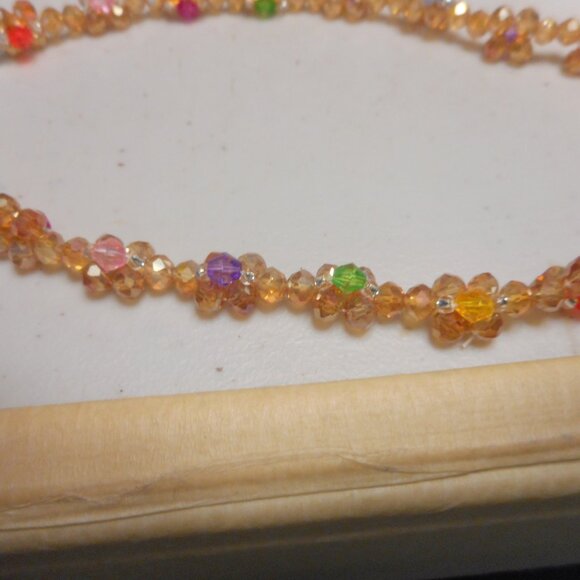 colorful anklet,  about 12" long,  lobster claw clasp - Picture 2 of 4